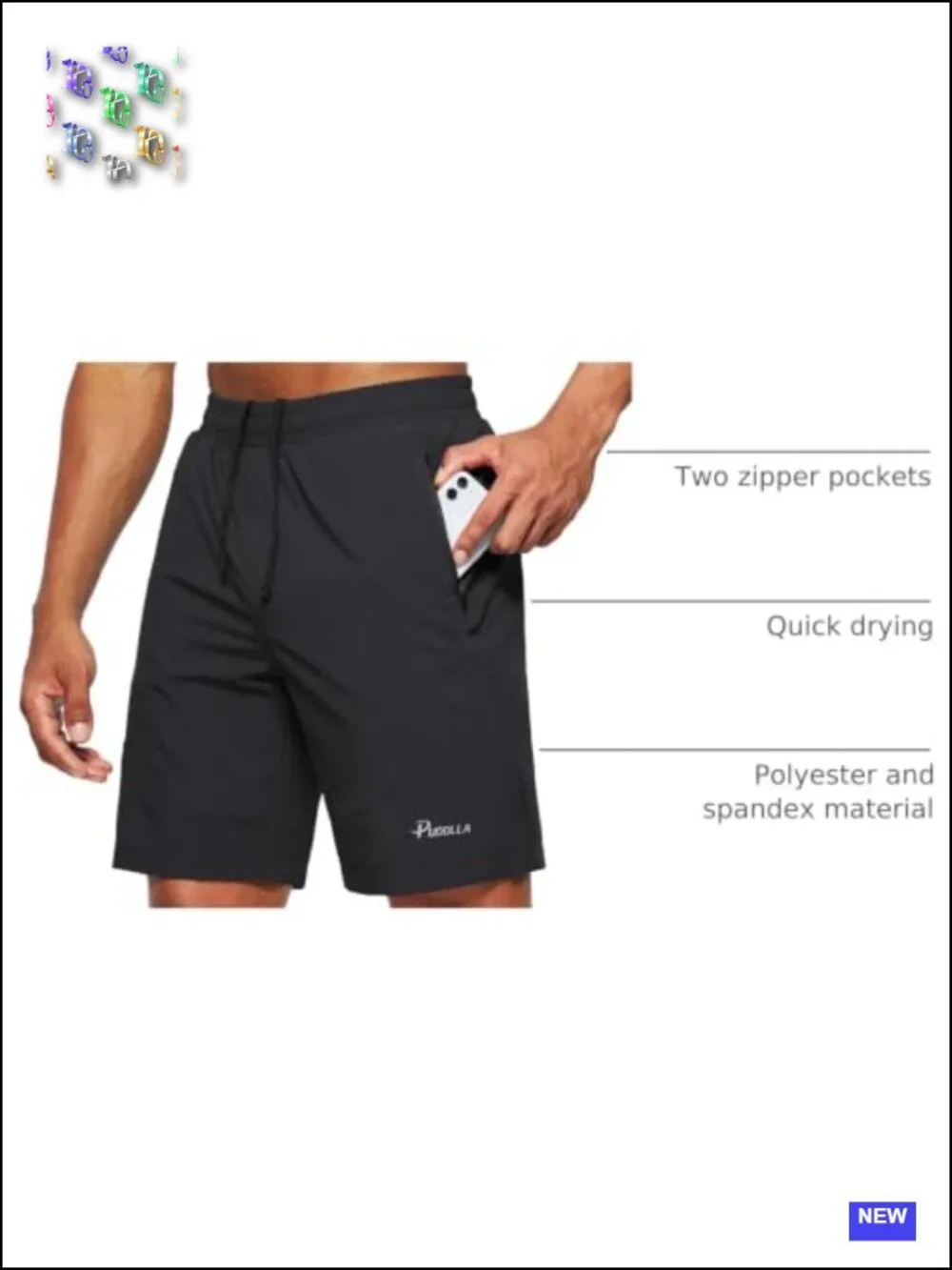 Men's Lightweight Gym Athletic Shorts with Zipper Pockets for Workout Running